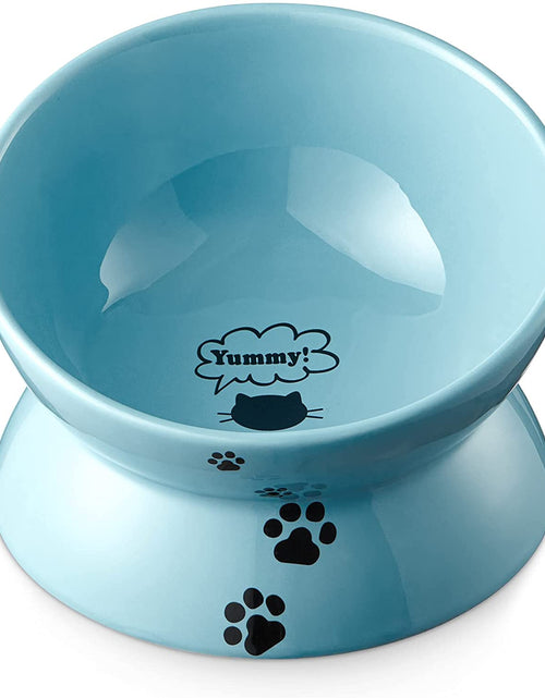 Load image into Gallery viewer, Elevated Cat Food Bowl, Ceramic Raised Bowl, Tilt Angle Protects Cat'S Spine, anti Vomiting Dish, Backflow Prevention, Lake Blue
