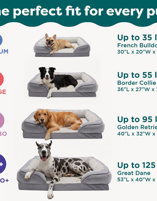 Load image into Gallery viewer, Memory Foam Dog Bed for Large Dogs W/ Removable Bolsters &amp; Washable Cover, for Dogs up to 95 Lbs - Plush &amp; Velvet Waves Perfect Comfort Sofa - Brownstone, Jumbo/Xl
