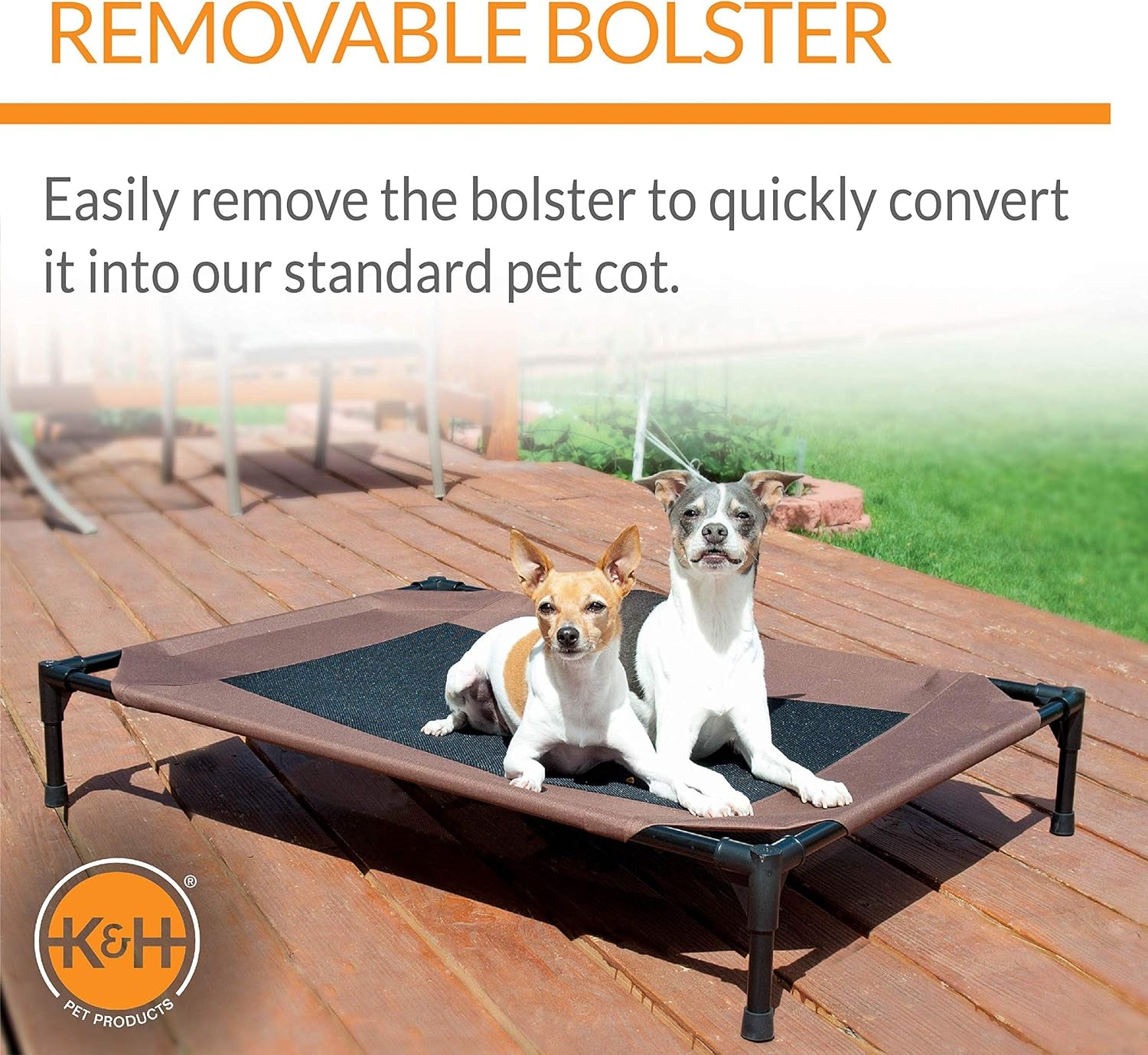 Original Bolster Pet Cot Outdoor Elevated Dog Bed with Removable Bolsters - Chocolate/Black Mesh