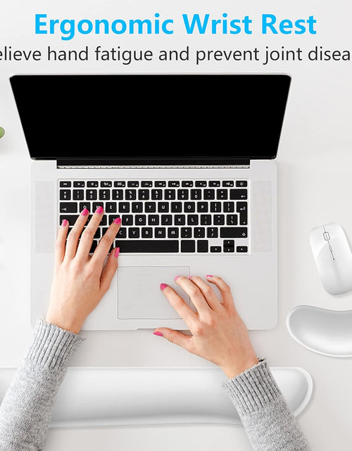 Load image into Gallery viewer, Enlarge Keyboard Wrist Rest, Memory Foam Wrist Cushion for Desk Mats Support, Cute Typing Pain Relief Keyboard Mouse Pad Rests Set with Non-Slip Base for Gaming Laptop Office, Ivory White
