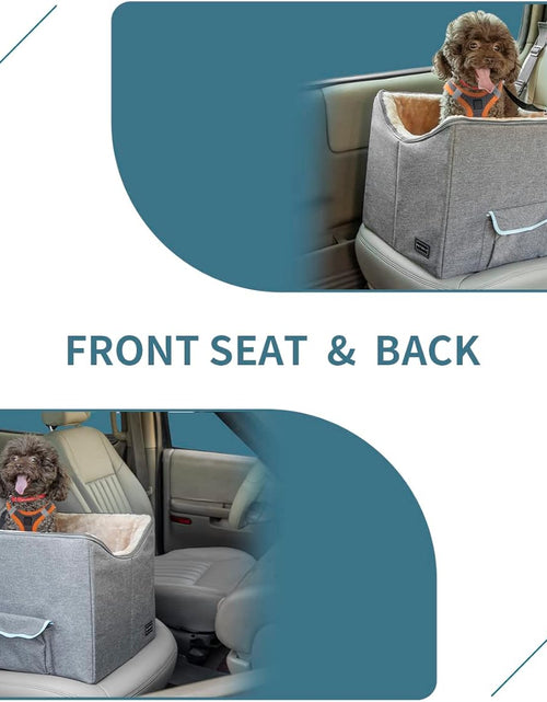 Load image into Gallery viewer, Small Dog Car Seat, Pet Travel Car Booster Seat with Safety Belt, Washable Double-Sided Cushion and Storage Pocket for Small Pet (Small, Light Grey)
