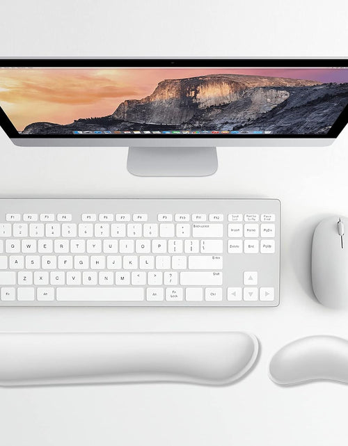 Load image into Gallery viewer, Enlarge Keyboard Wrist Rest, Memory Foam Wrist Cushion for Desk Mats Support, Cute Typing Pain Relief Keyboard Mouse Pad Rests Set with Non-Slip Base for Gaming Laptop Office, Ivory White
