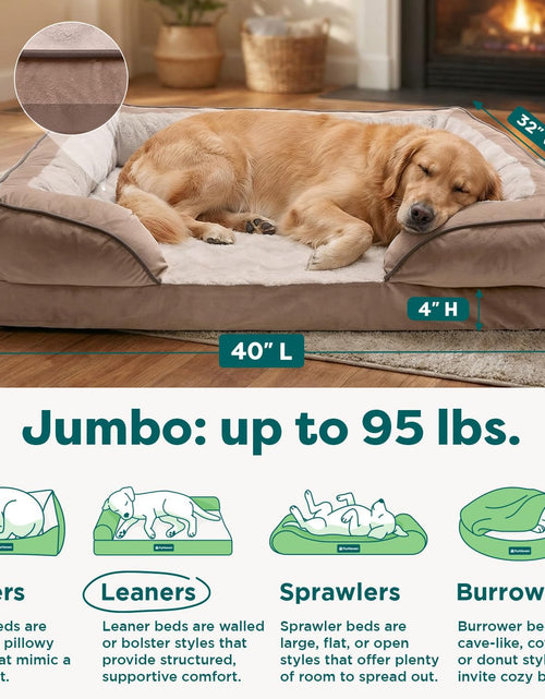 Load image into Gallery viewer, Memory Foam Dog Bed for Large Dogs W/ Removable Bolsters &amp; Washable Cover, for Dogs up to 95 Lbs - Plush &amp; Velvet Waves Perfect Comfort Sofa - Brownstone, Jumbo/Xl
