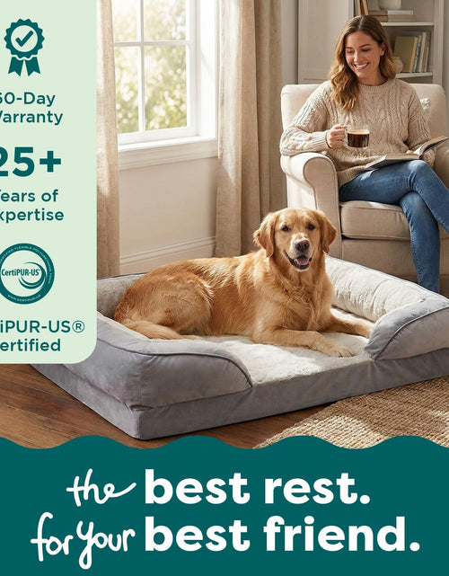 Load image into Gallery viewer, Memory Foam Dog Bed for Large Dogs W/ Removable Bolsters &amp; Washable Cover, for Dogs up to 95 Lbs - Plush &amp; Velvet Waves Perfect Comfort Sofa - Brownstone, Jumbo/Xl
