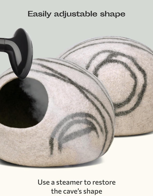 Load image into Gallery viewer, Premium Felt Cat Bed Cave - Handmade 100% Merino Wool Bed for Cats and Kittens (Light Shades) (Large, Light Grey)
